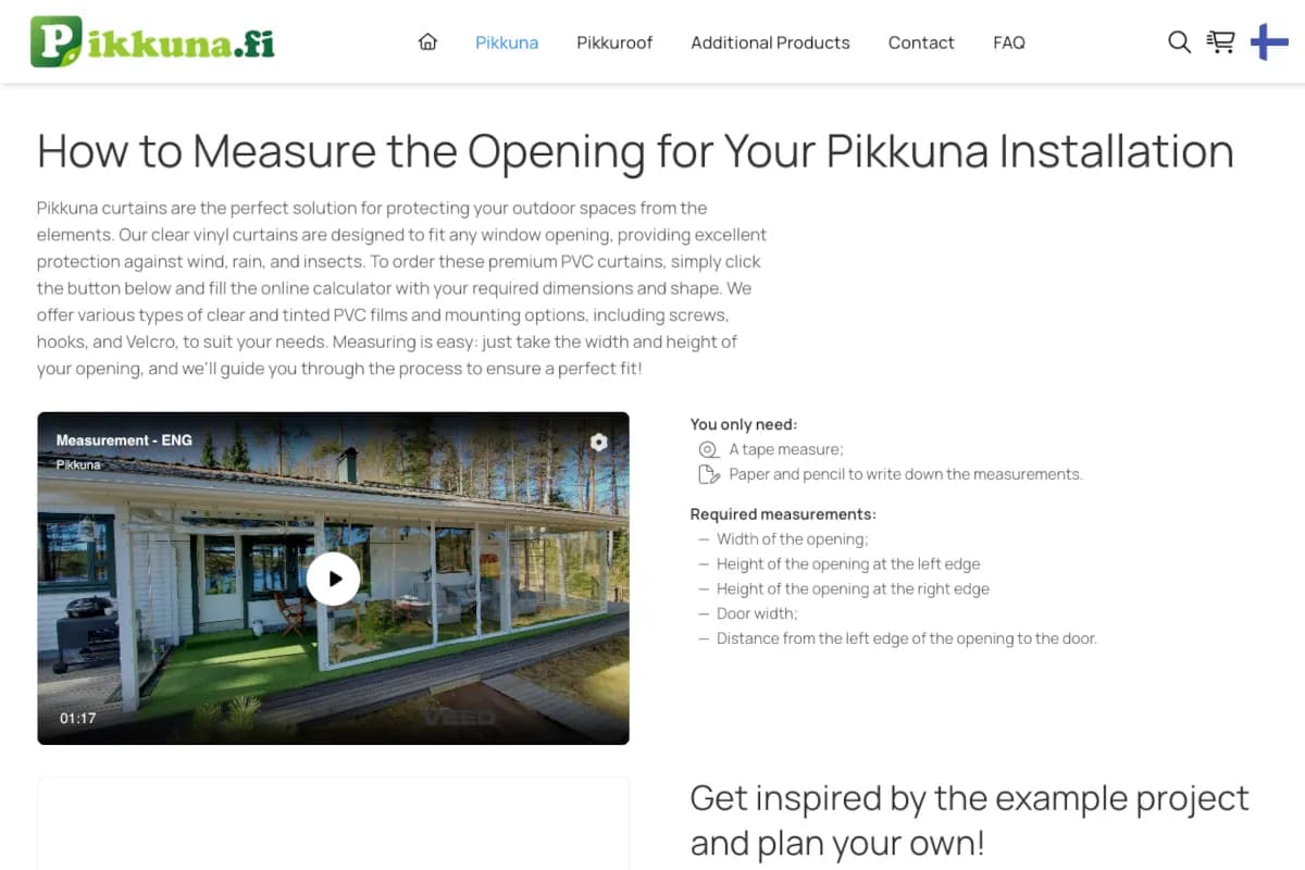 Pikkuna — E-commerce for Vinyl Curtains & PVC Products