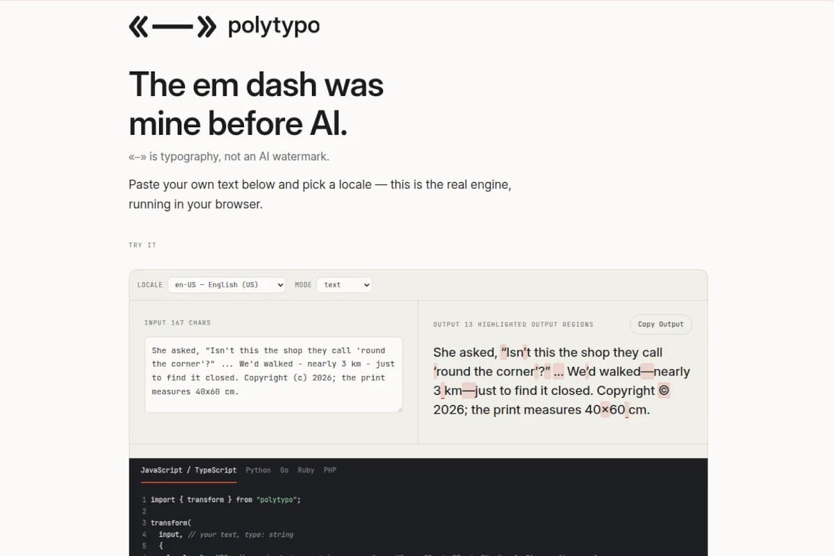 polytypo.dev — Locale-Correct Typography Engine and Spec