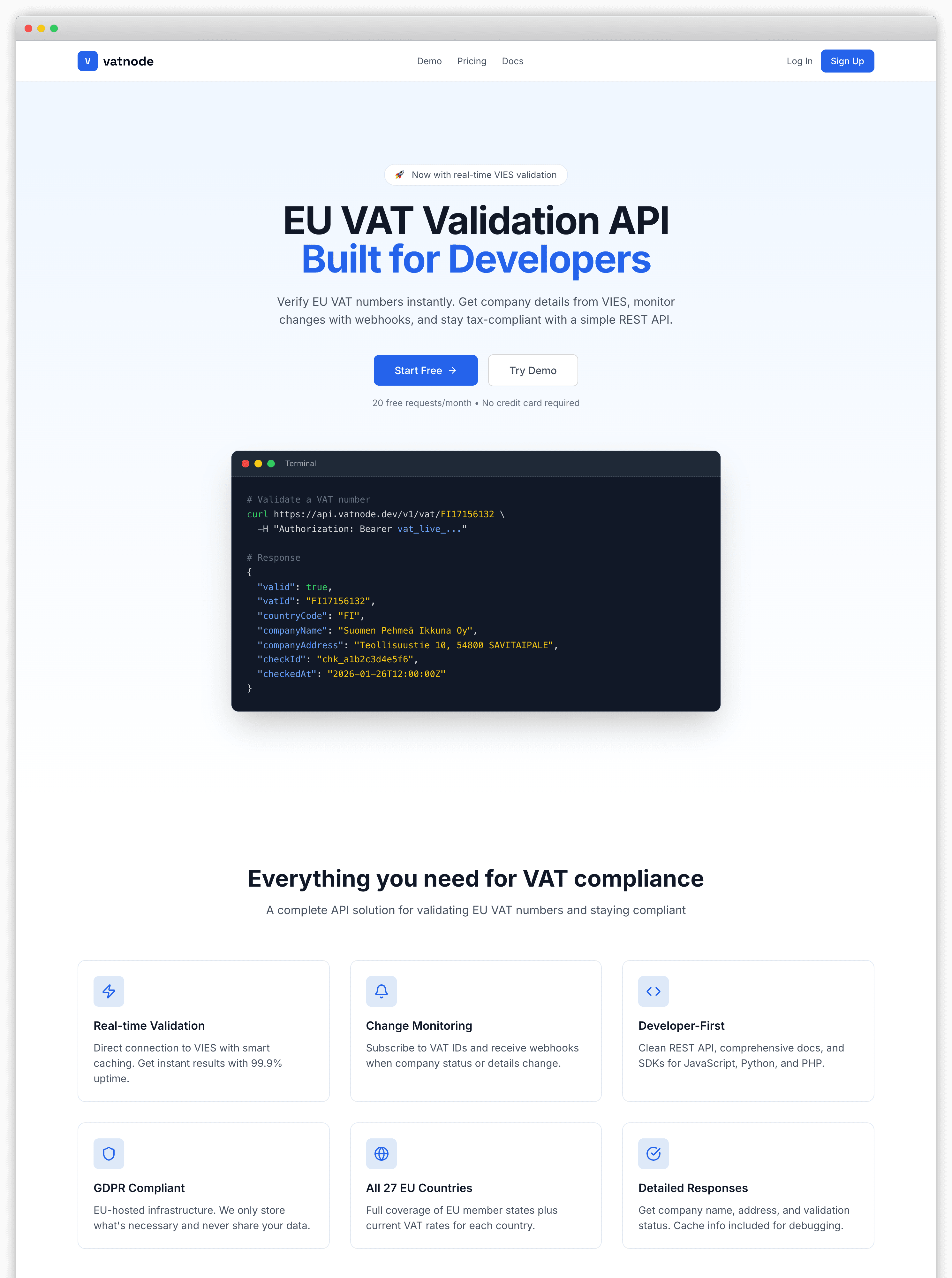 vatnode — EU VAT Validation API