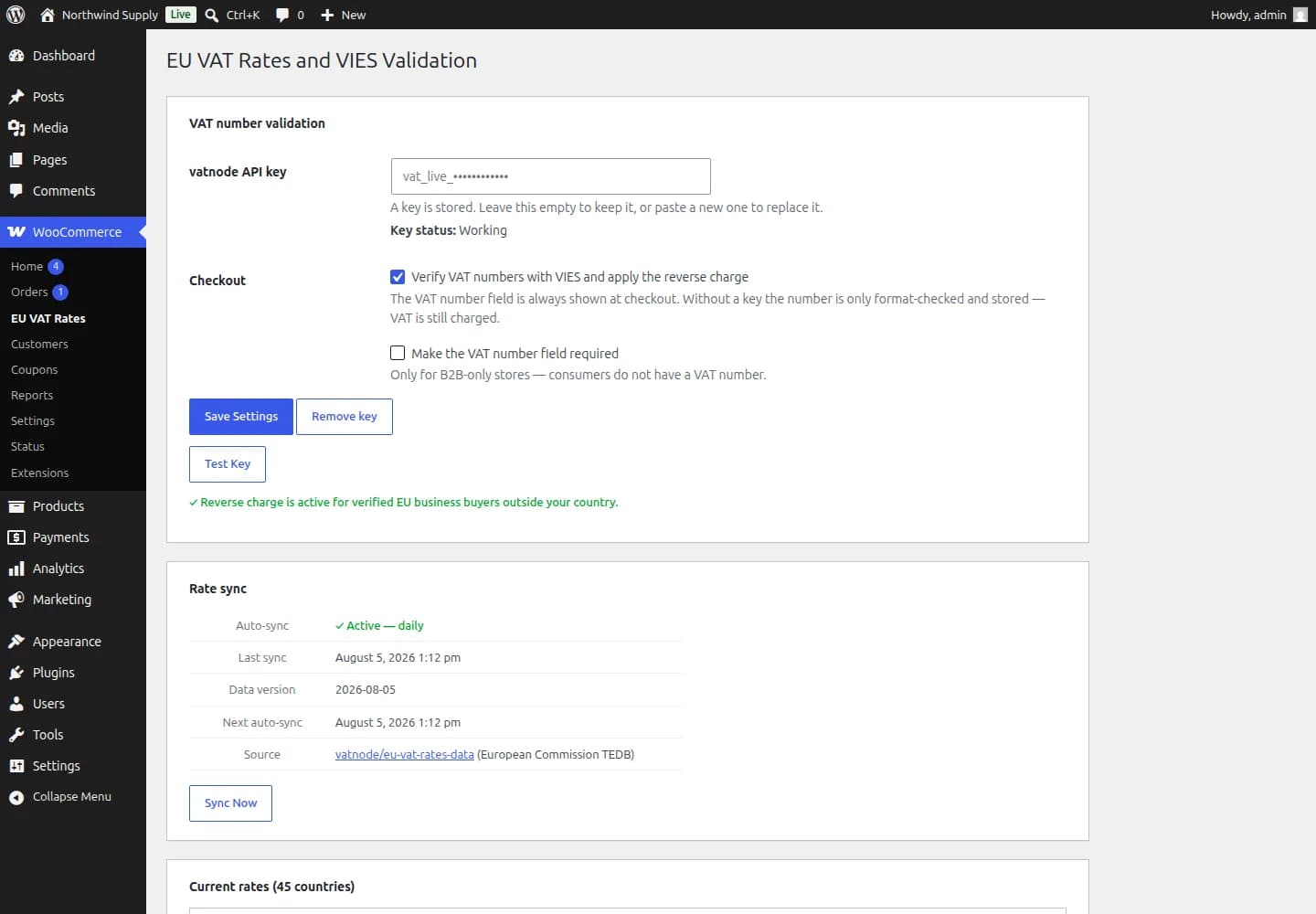 EU VAT Rates for WooCommerce — WordPress Plugin