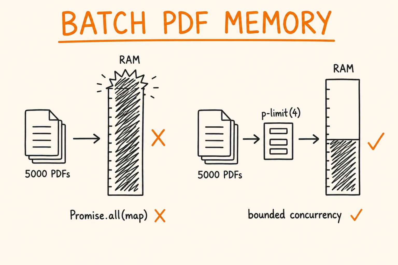 Batch PDF Generation in Node.js Without Running Out of Memory