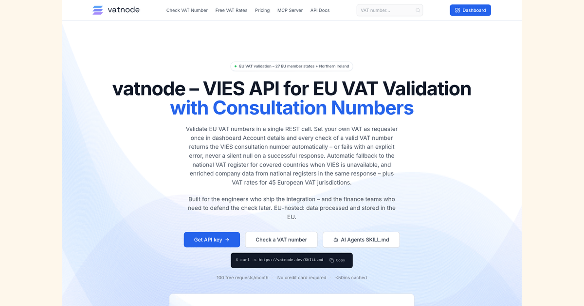 vatnode — EU VAT Validation API